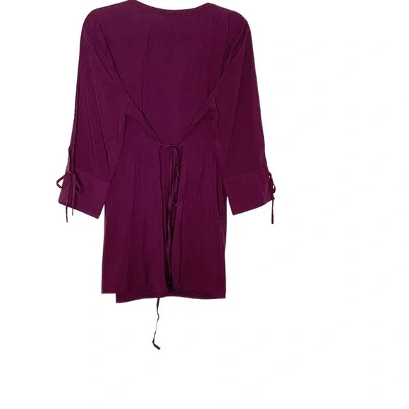 MOTHERHOOD Maternity burgundy blouse with back tie. Size L - Picture 4 of 9